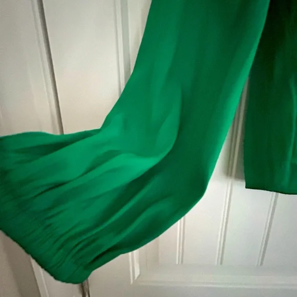 Loft Emerald Glow Shirred Raglan Long Sleeve V-neck Blouse - Picture 13 of 14